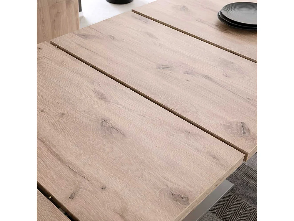 Esstisch verlängerbar in Wildeichefarben und Grau 180-280 cm