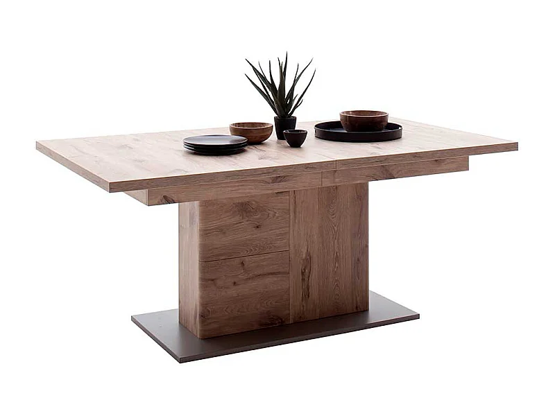 Esstisch verlängerbar in Wildeichefarben und Grau 180-280 cm