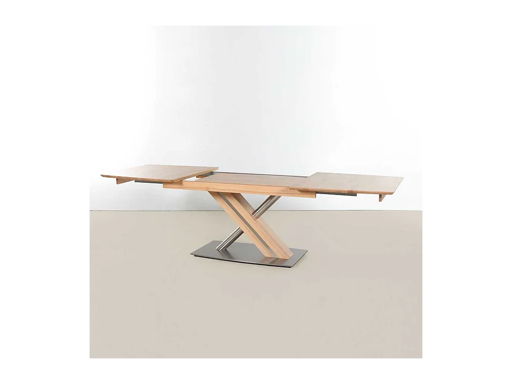 Esszimmertisch in Kernbuchefarben Edelstahl Optik