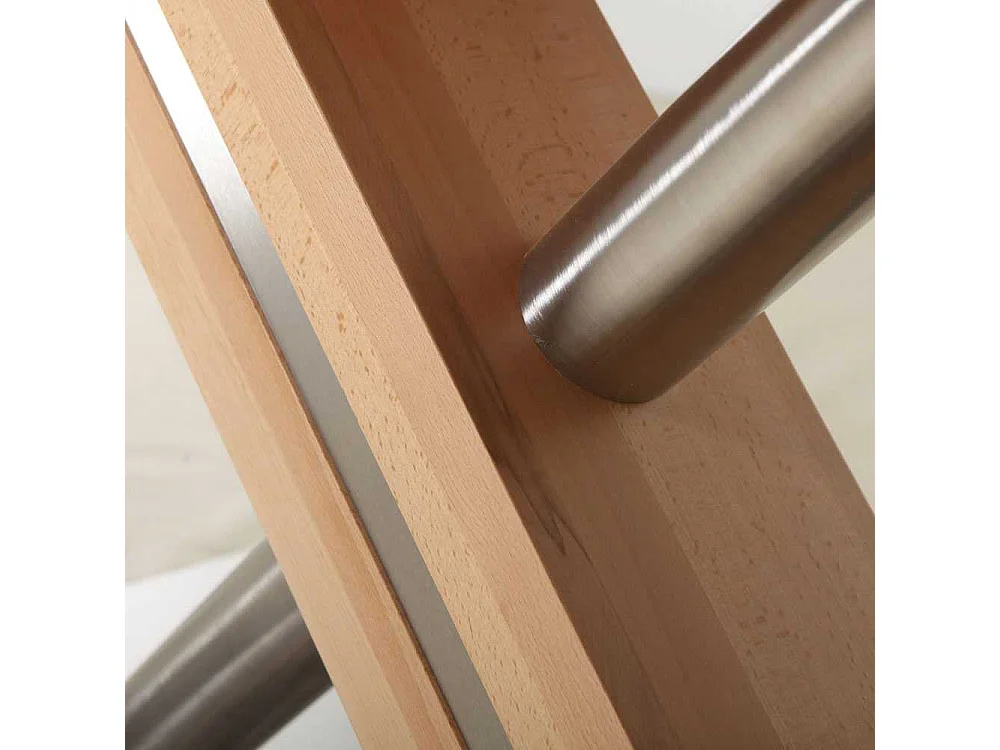 Esszimmertisch in Kernbuchefarben Edelstahl Optik