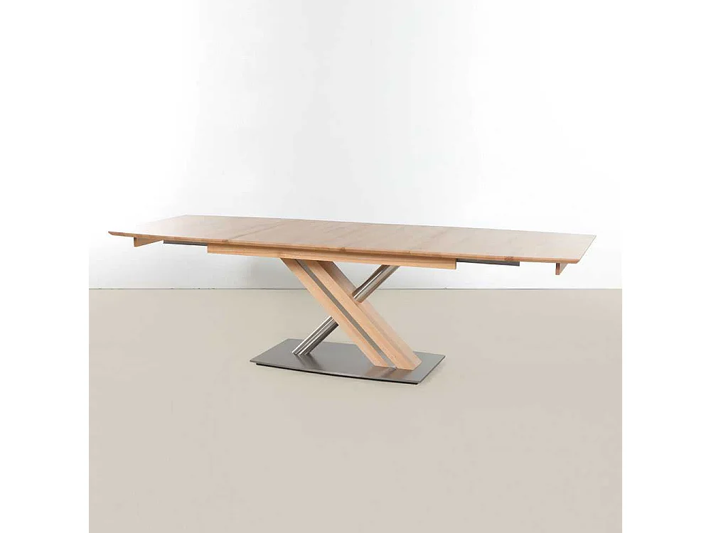 Esszimmertisch in Kernbuchefarben Edelstahl Optik