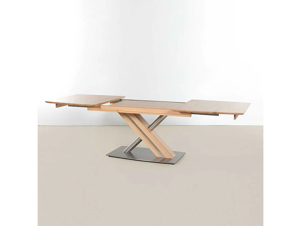 Esszimmertisch in Kernbuchefarben Edelstahl Optik