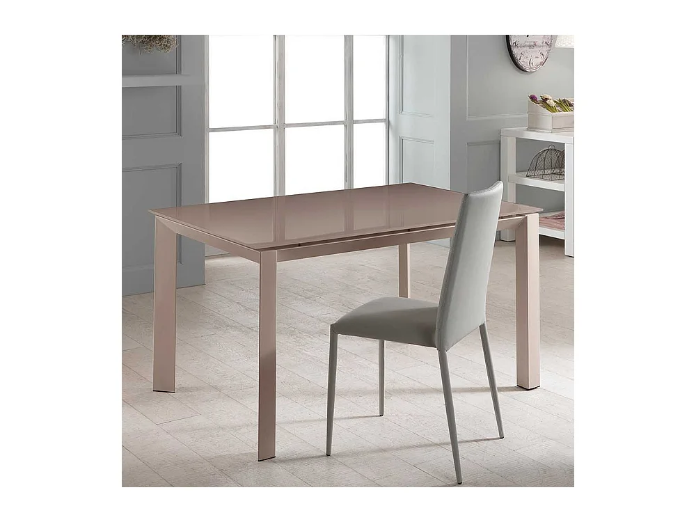 Ausziehtisch in Braun Glas Metall