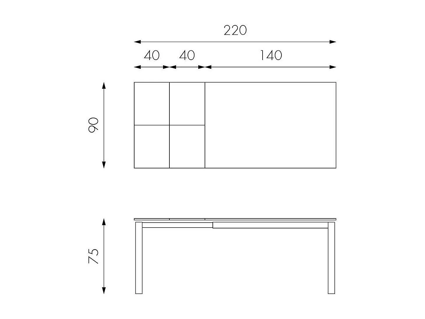 Ausziehtisch in Braun Glas Metall