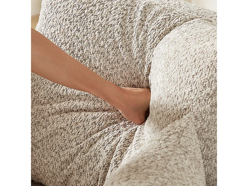 Sofá Esquinero Modular Reversible 6 Plazas, con 6 Cojines y Almohadas Cervicales, Tejido Chenilla, Salón DIY, Beige