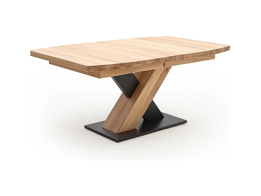 Esstisch in Eiche Bianco und Schwarz Mittelauszug