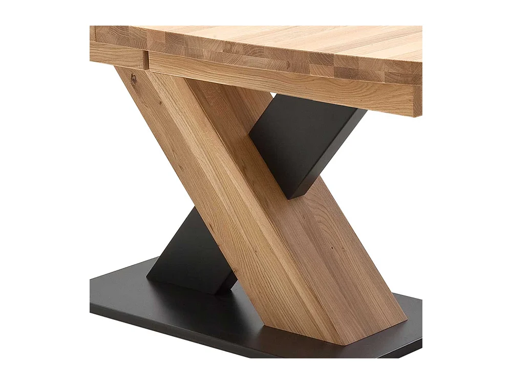 Esstisch in Eiche Bianco und Schwarz Mittelauszug