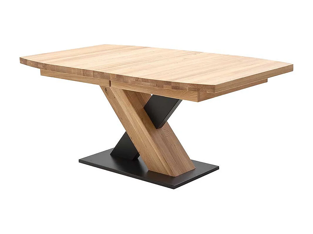 Esstisch in Eiche Bianco und Schwarz Mittelauszug