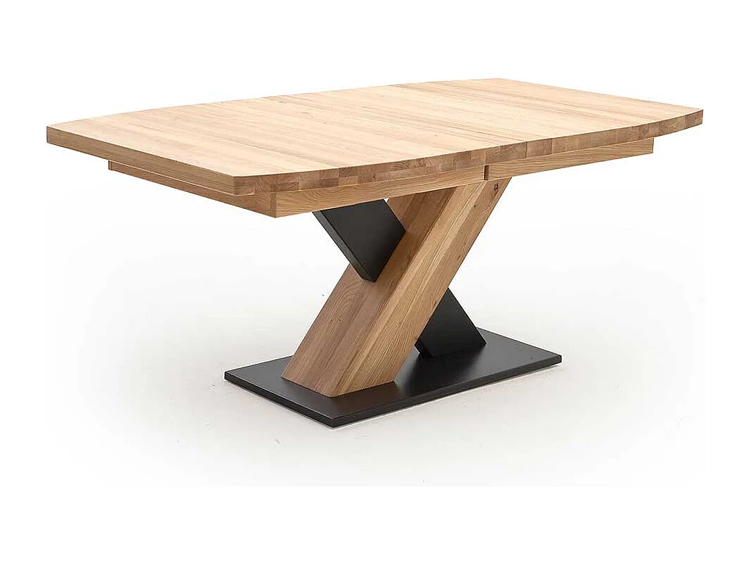 Esstisch in Eiche Bianco und Schwarz Mittelauszug