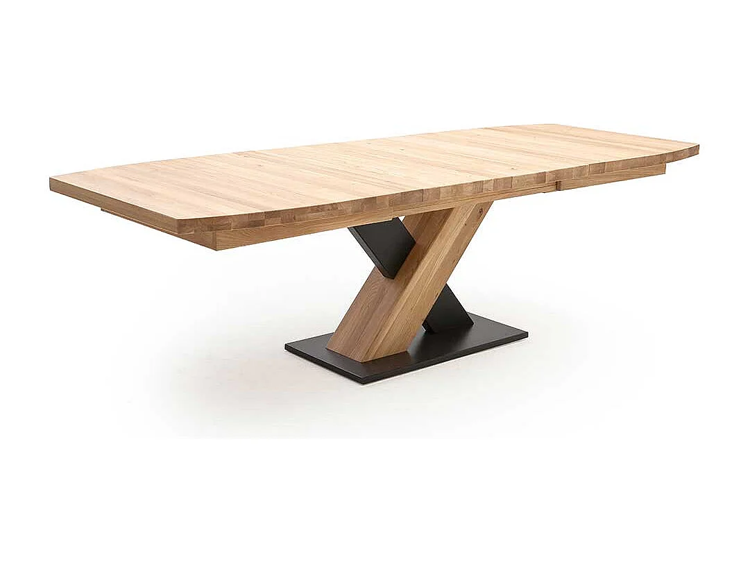 Esstisch in Eiche Bianco und Schwarz Mittelauszug