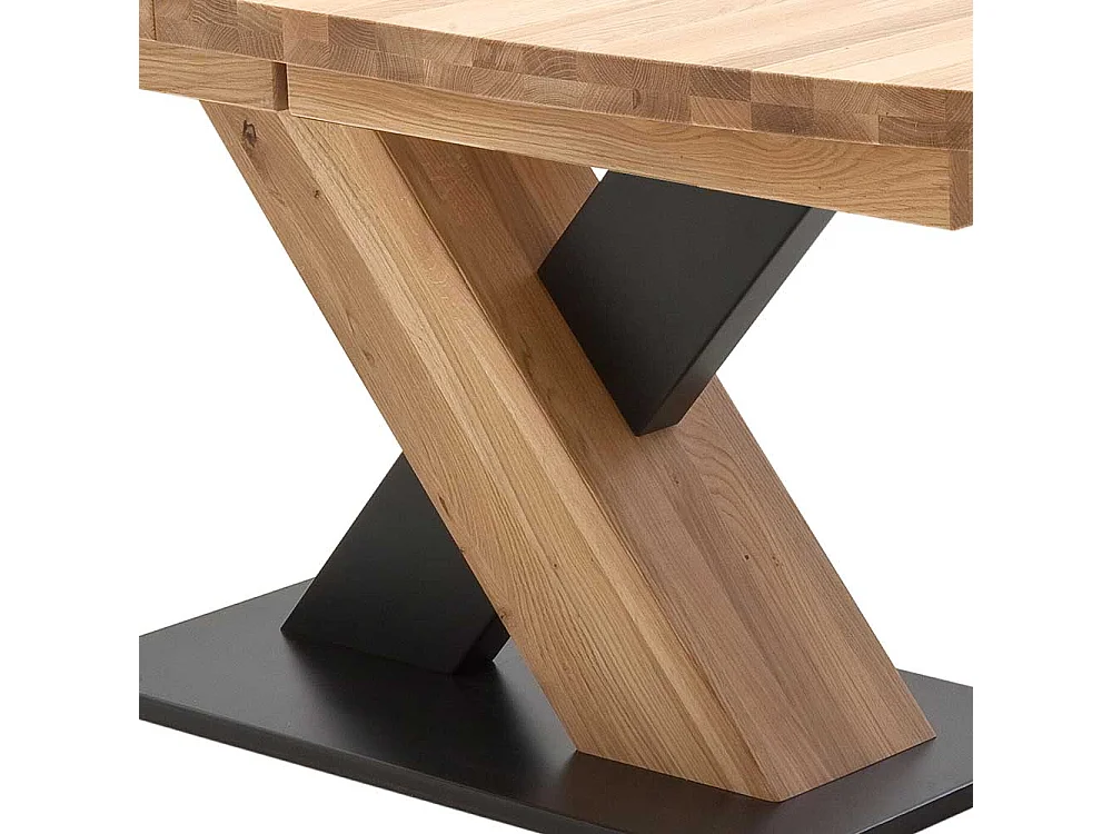 Esstisch in Eiche Bianco und Schwarz Mittelauszug