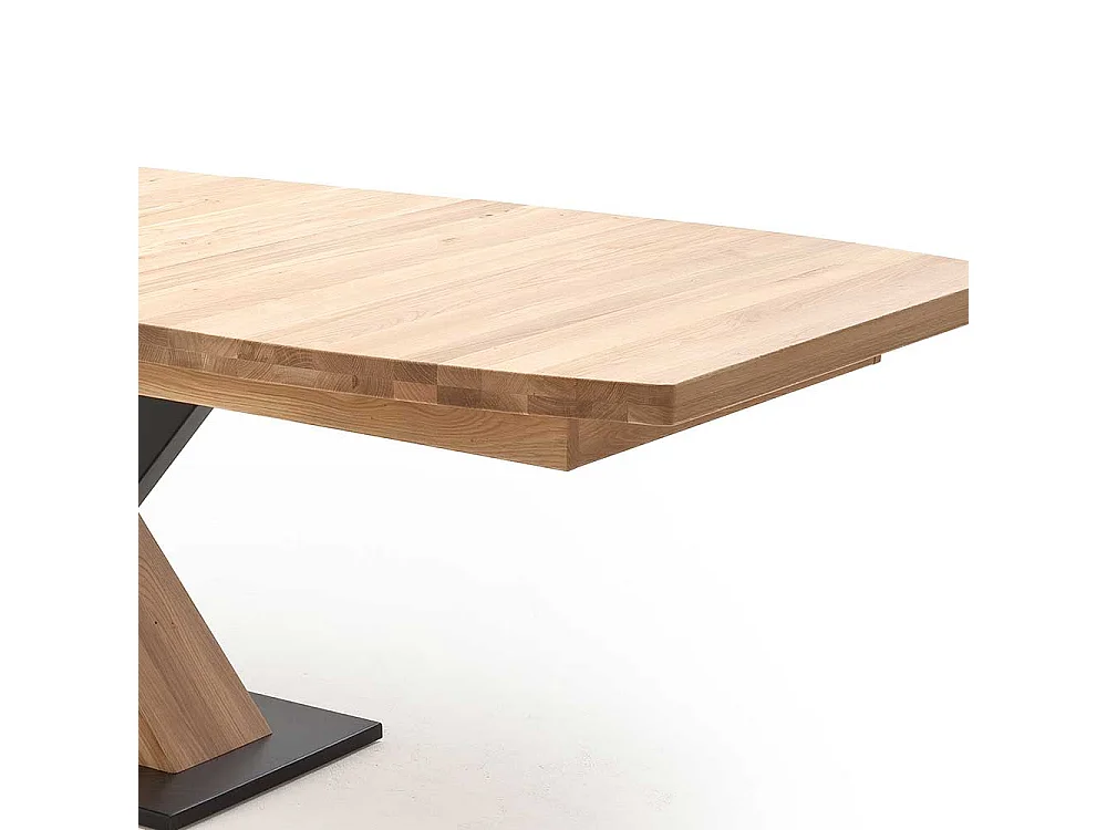 Esstisch in Eiche Bianco und Schwarz Mittelauszug