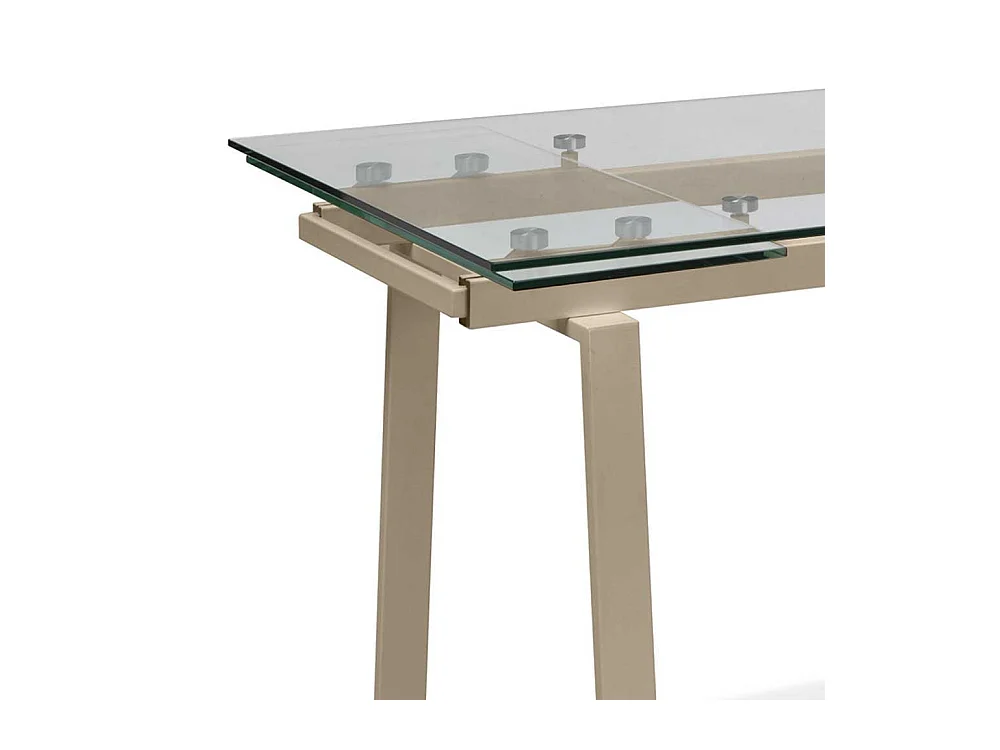 Esszimmertisch aus Glas Metall in Taupe