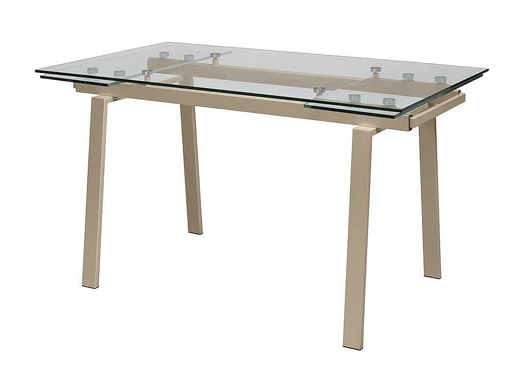 Esszimmertisch aus Glas Metall in Taupe