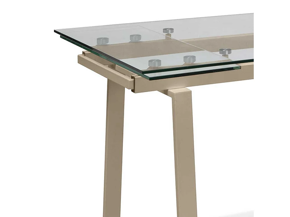 Esszimmertisch aus Glas Metall in Taupe