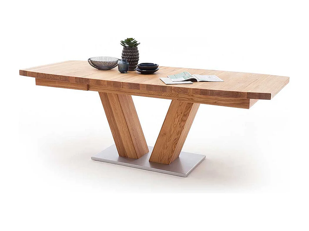 Esstisch aus Wildeiche Massivholz Bootsform