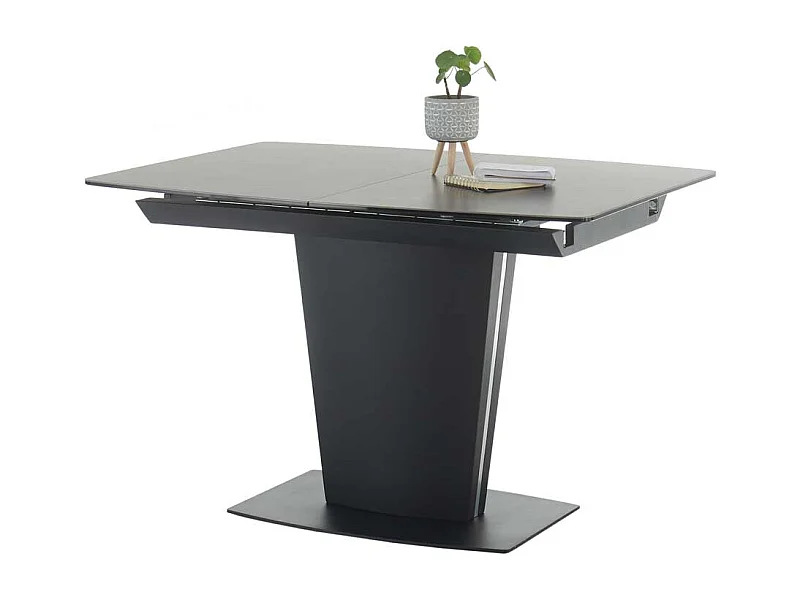 Luxus Esszimmertisch in Schwarz und Rostfarben Säulengestell