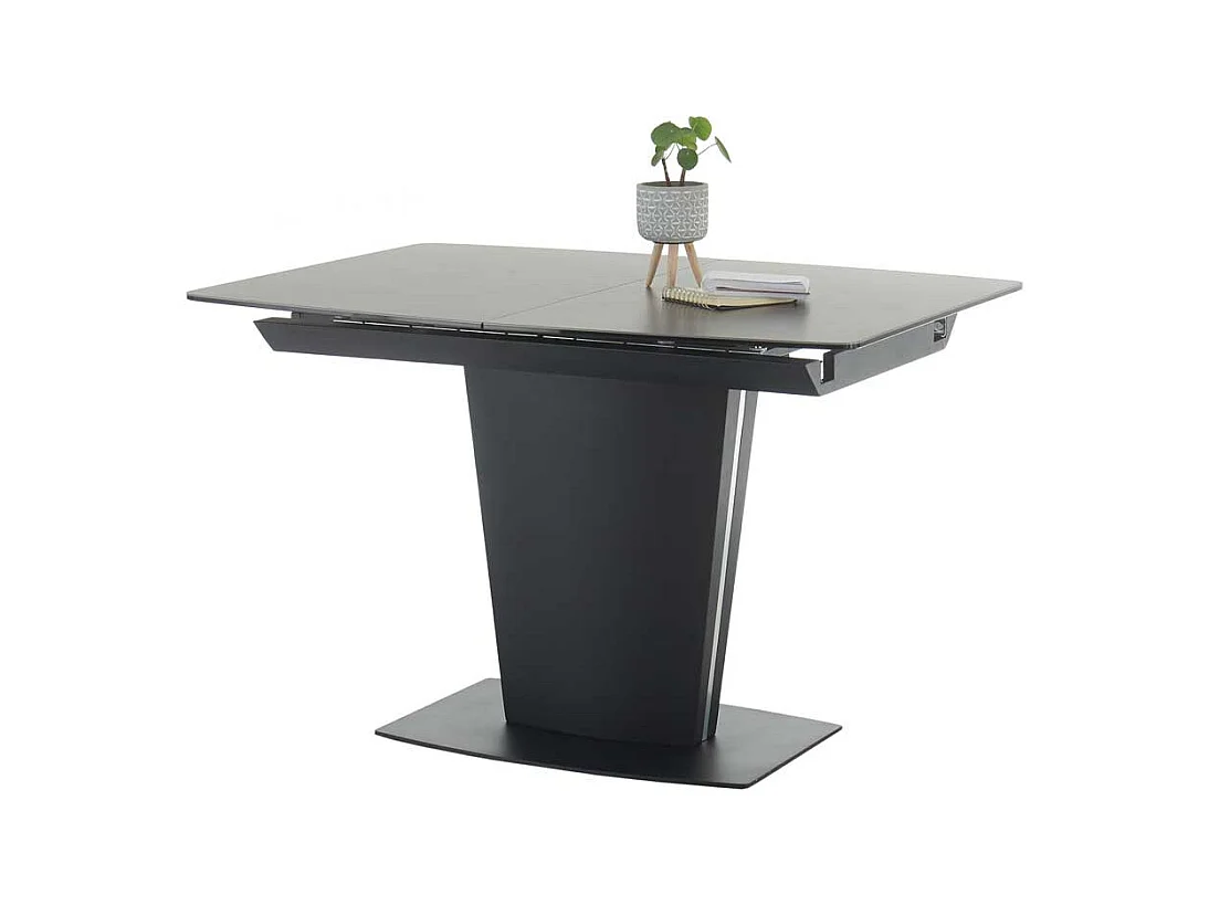 Luxus Esszimmertisch in Schwarz und Rostfarben Säulengestell