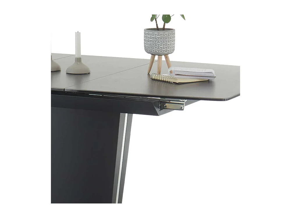 Luxus Esszimmertisch in Schwarz und Rostfarben Säulengestell