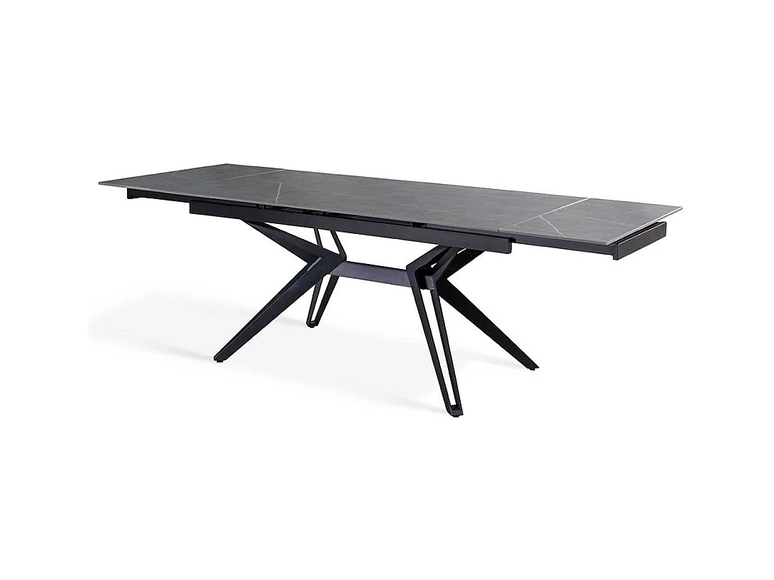 Hochwertiger Tisch mit Keramikplatte Marmor Optik Grau