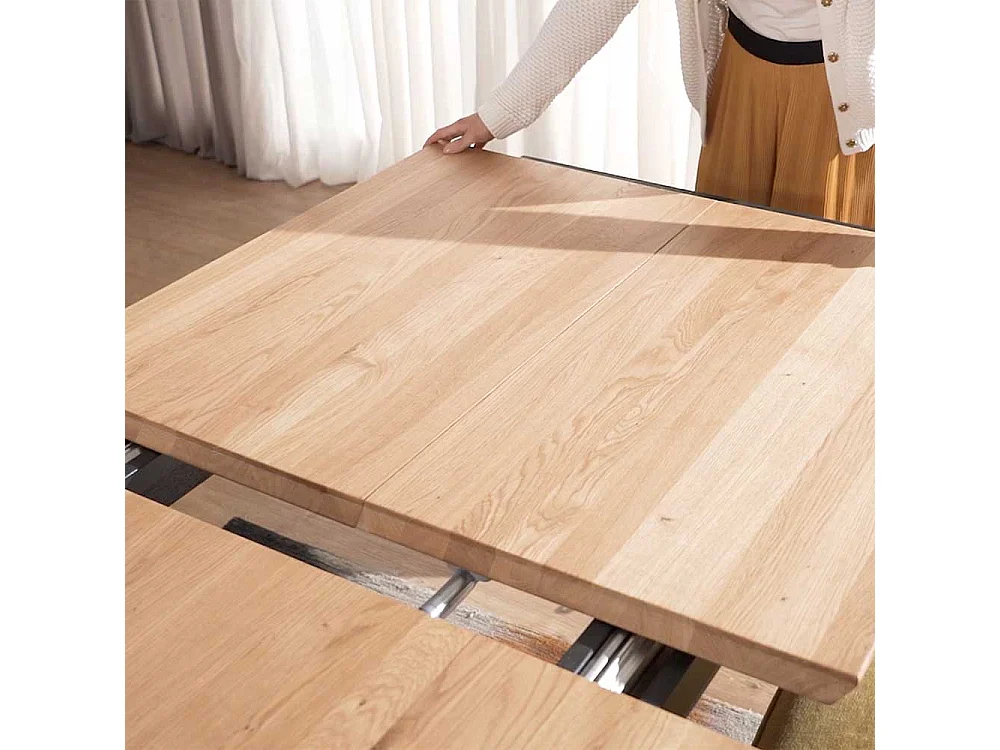 Wildeiche Tisch Esszimmer mit Schweizer Kante Spider Gestell