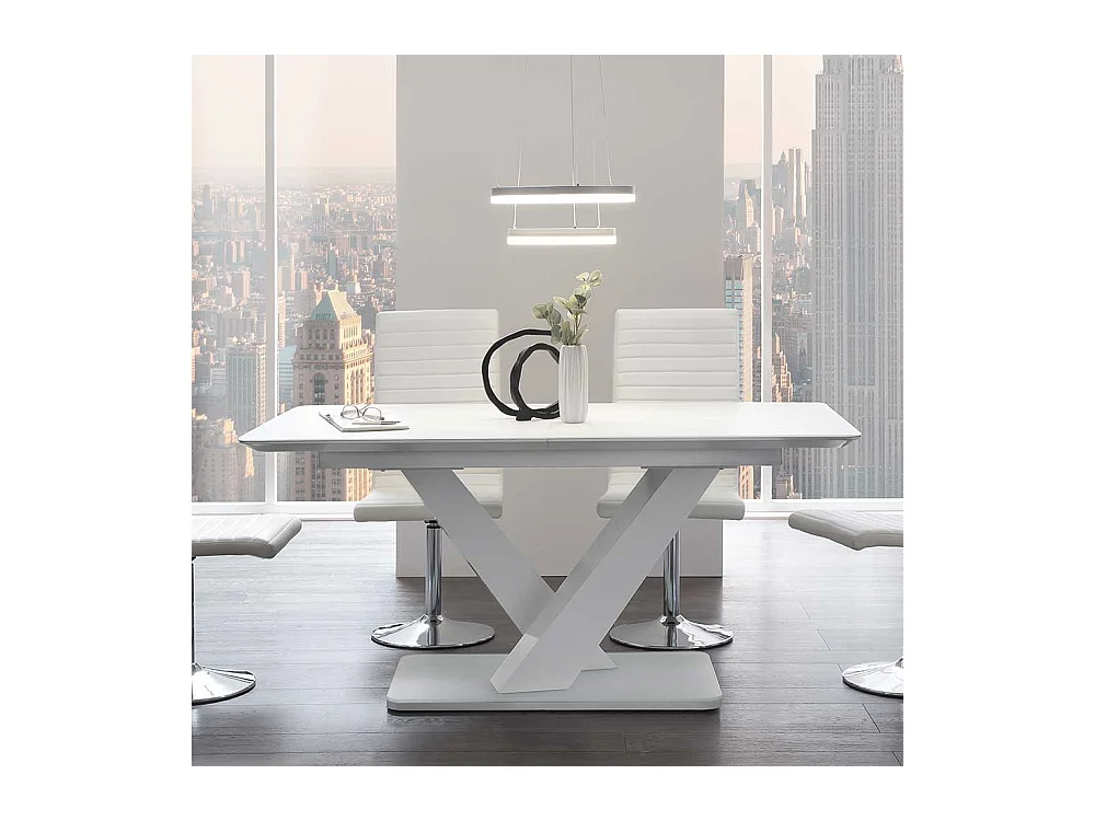 Premium Esstisch in Weiß Glasplatte