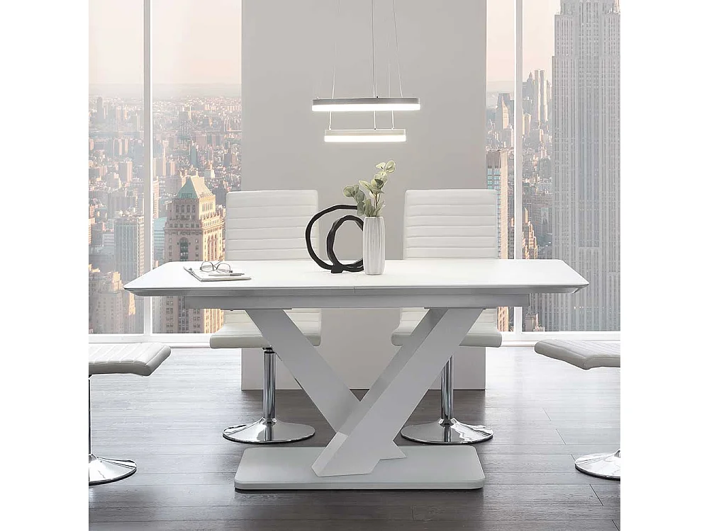 Premium Esstisch in Weiß Glasplatte