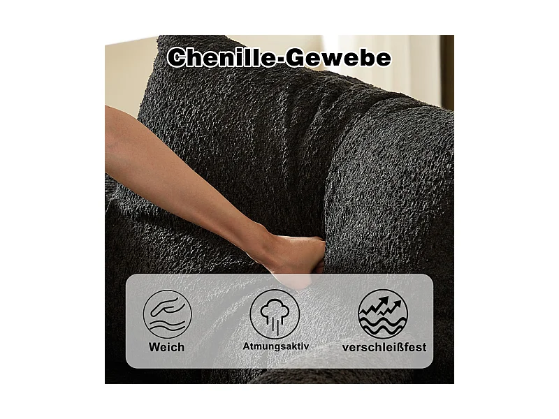 Canapé 6 places d'angle réversible modulable, avec 6 oreillers et oreillers cervicaux, en tissu chenille, DIY salon, Noir