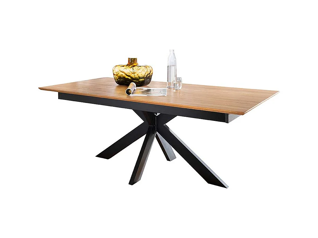 Wildeiche Tisch Esszimmer mit Schweizer Kante Spider Gestell