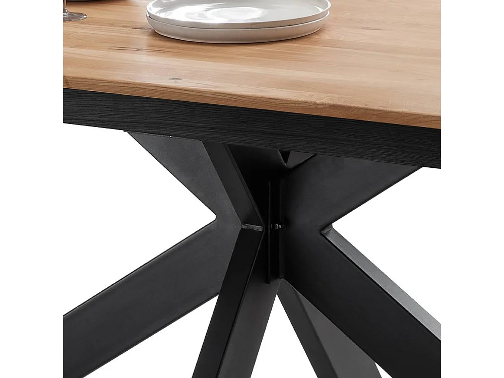 Ausziehtisch Massivholztisch mit Spider Gestell in Wildeichefarben