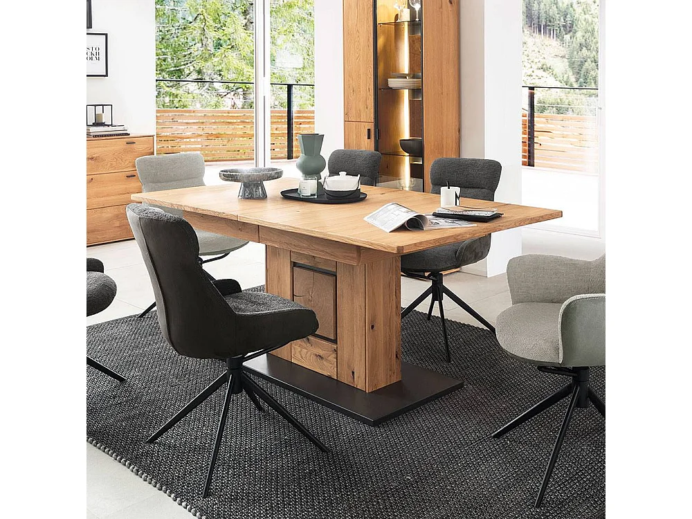 Esszimmertisch Ausziehtisch teilmassiv in modernem Design