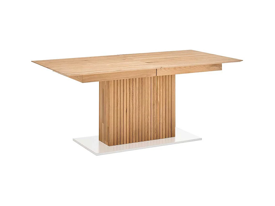 Esszimmertisch modern in Eiche Bianco und Weiß zwei Einlegeplatten