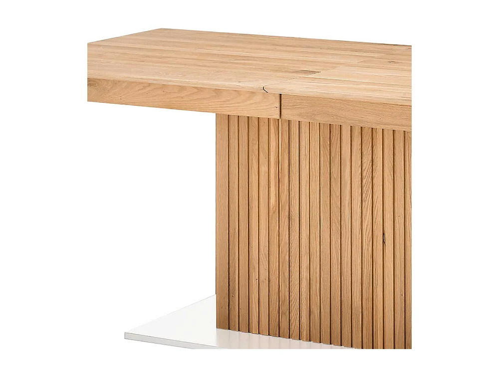 Esszimmertisch modern in Eiche Bianco und Weiß zwei Einlegeplatten