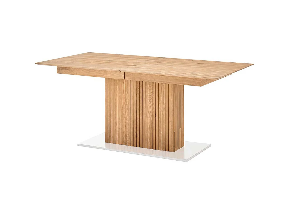 Esszimmertisch modern in Eiche Bianco und Weiß zwei Einlegeplatten