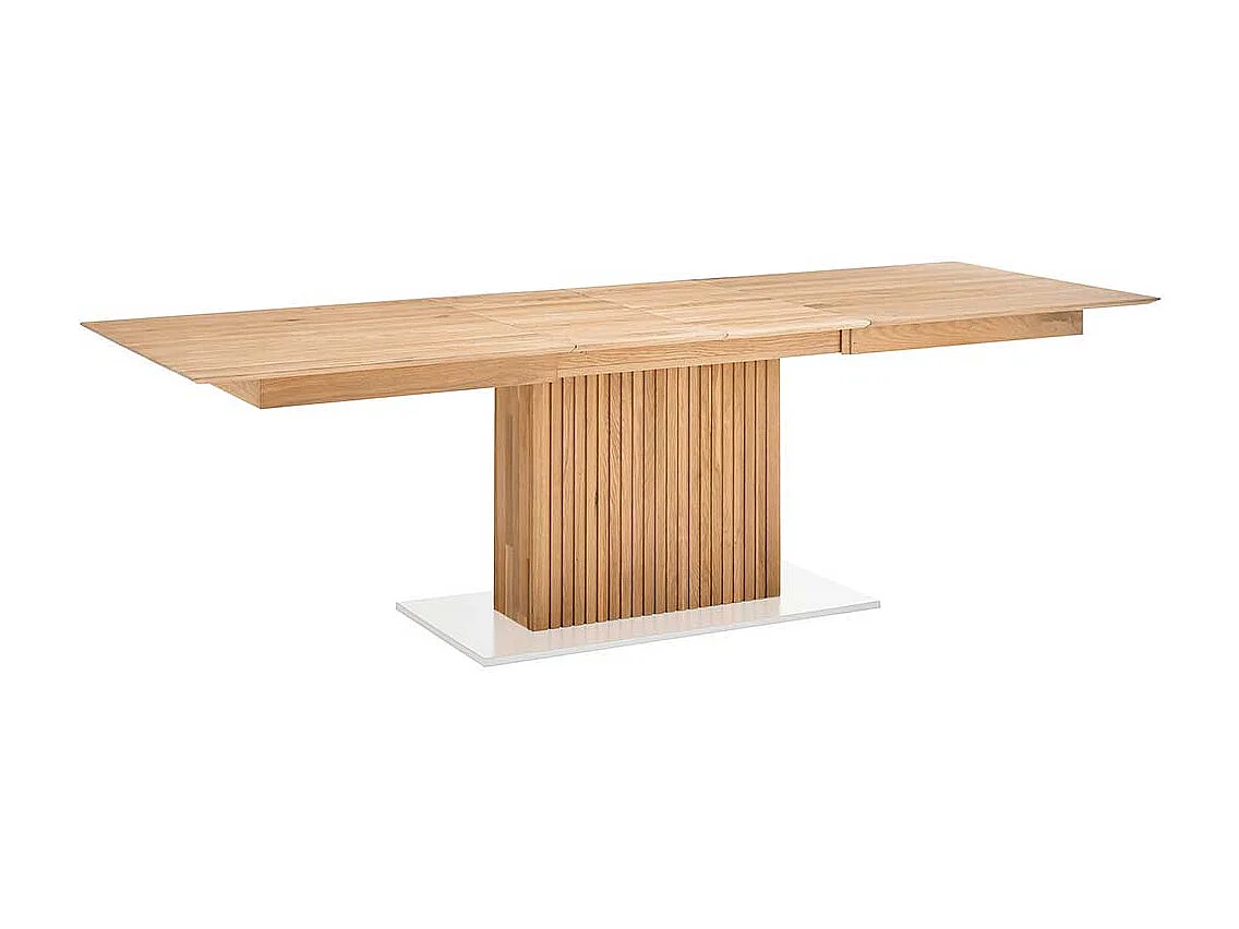 Esszimmertisch modern in Eiche Bianco und Weiß zwei Einlegeplatten