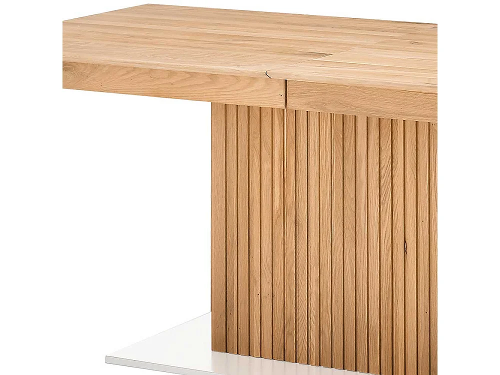 Esszimmertisch modern in Eiche Bianco und Weiß zwei Einlegeplatten