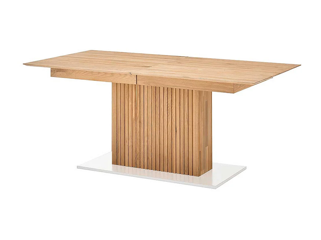 Esszimmertisch modern in Eiche Bianco und Weiß zwei Einlegeplatten