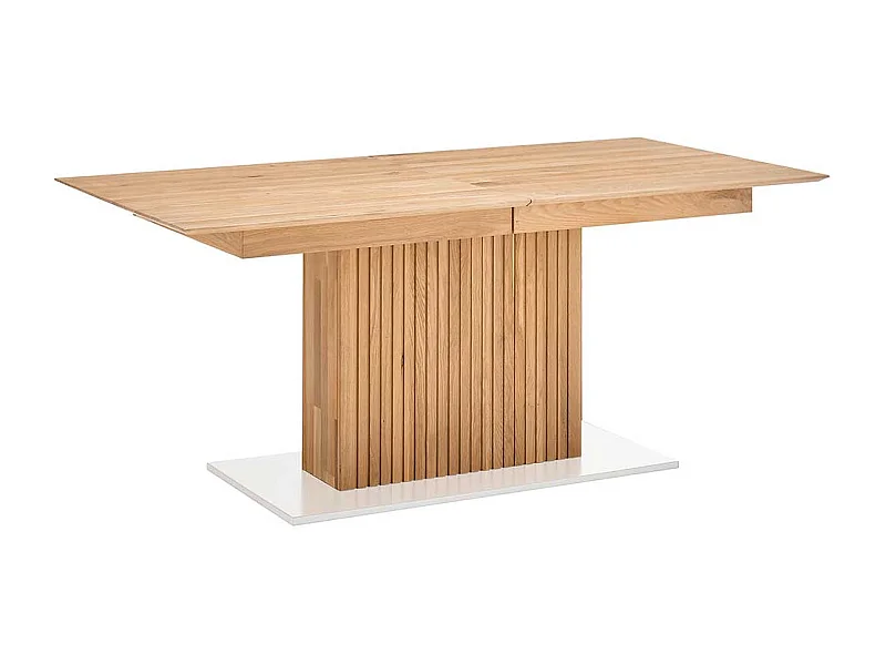 Esszimmertisch modern in Eiche Bianco und Weiß zwei Einlegeplatten