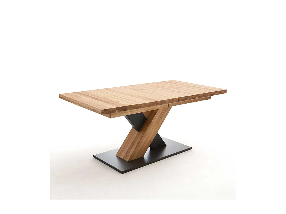 Esszimmertisch in Wildeichefarben und Schwarz Mittelauszug