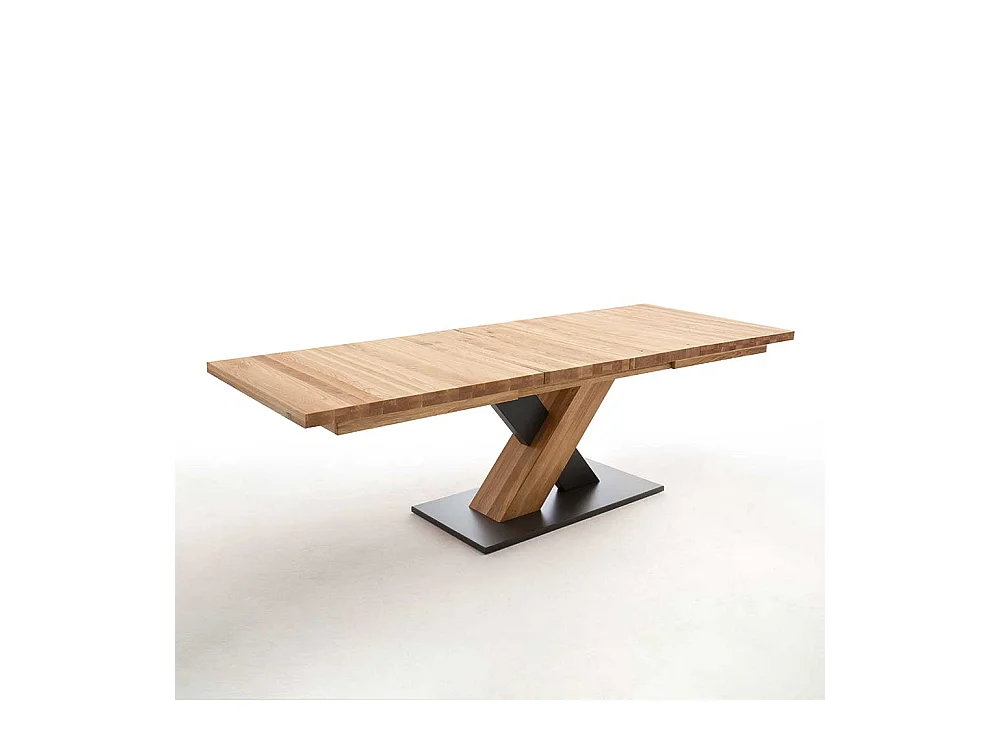 Esszimmertisch in Wildeichefarben und Schwarz Mittelauszug