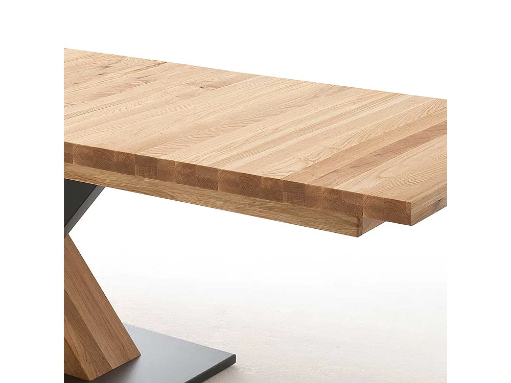 Esszimmertisch in Wildeichefarben und Schwarz Mittelauszug