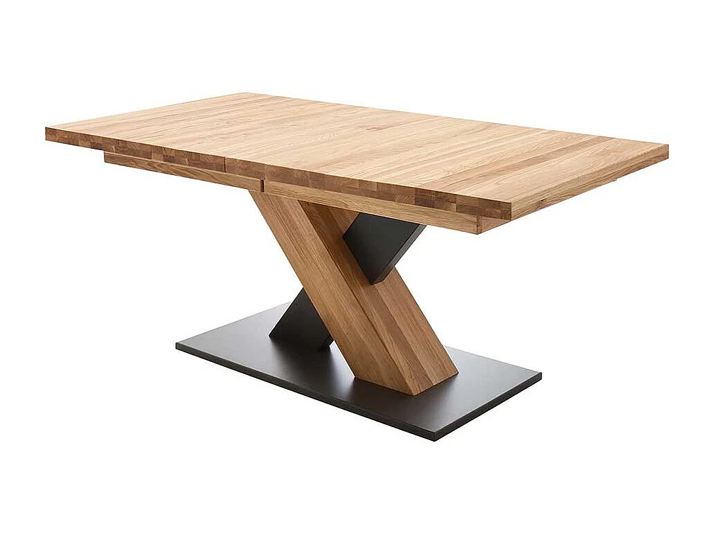 Esszimmertisch in Wildeichefarben und Schwarz Mittelauszug