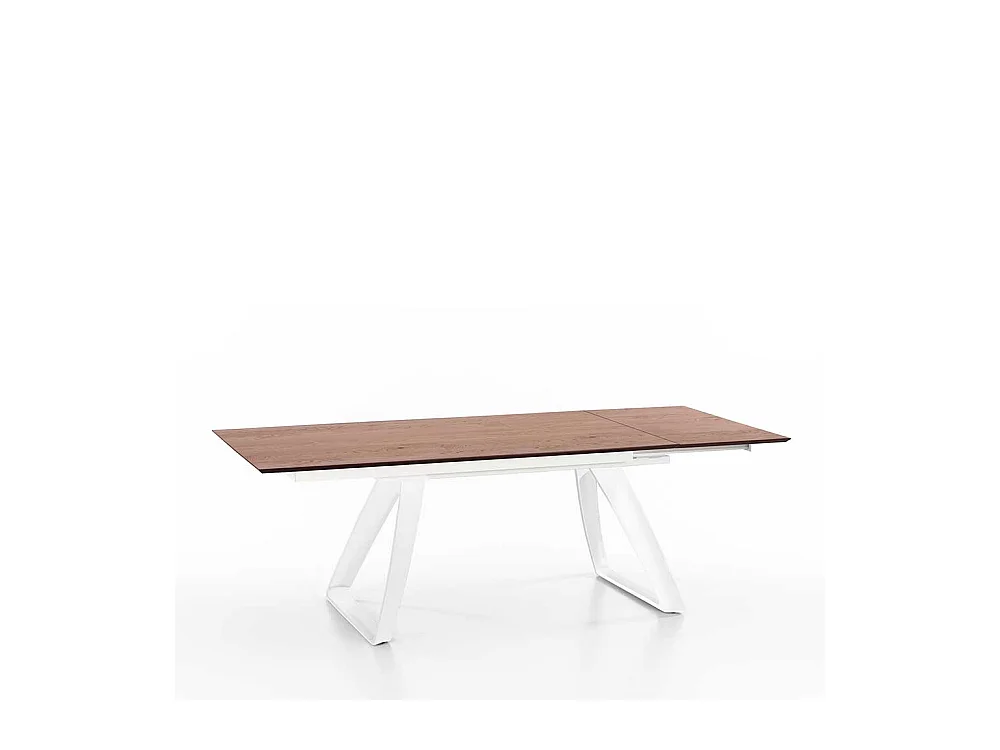 Esszimmertisch in Weiß und Eiche Optik verlängerbar