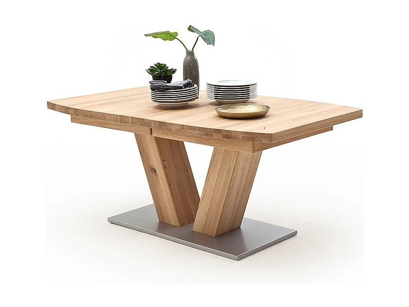 Ausziehtisch aus Eiche Massivholz Metall