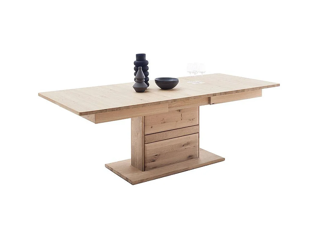 Esstisch Massivholztisch mit Wangen Gestell und Kulissenauszug