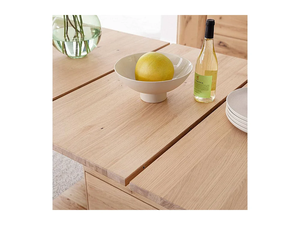 Esstisch Massivholztisch mit Wangen Gestell und Kulissenauszug