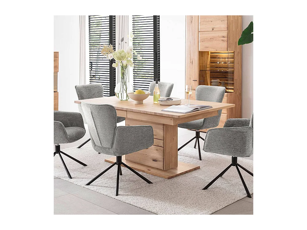 Esstisch Massivholztisch mit Wangen Gestell und Kulissenauszug