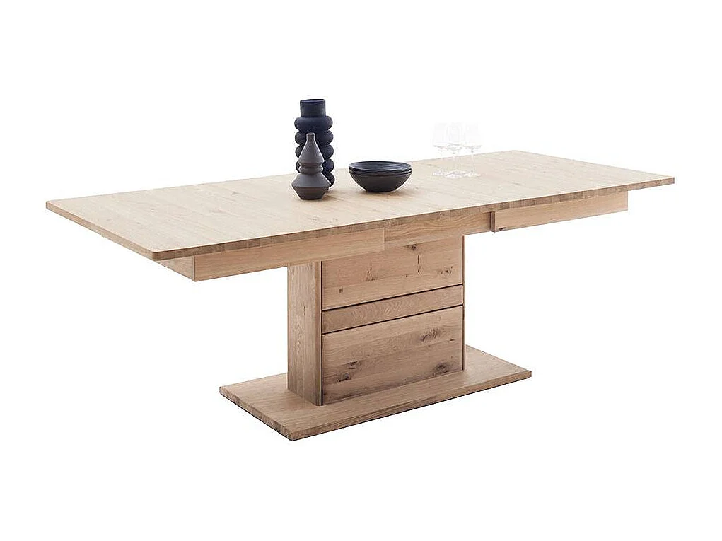 Esstisch Massivholztisch mit Wangen Gestell und Kulissenauszug