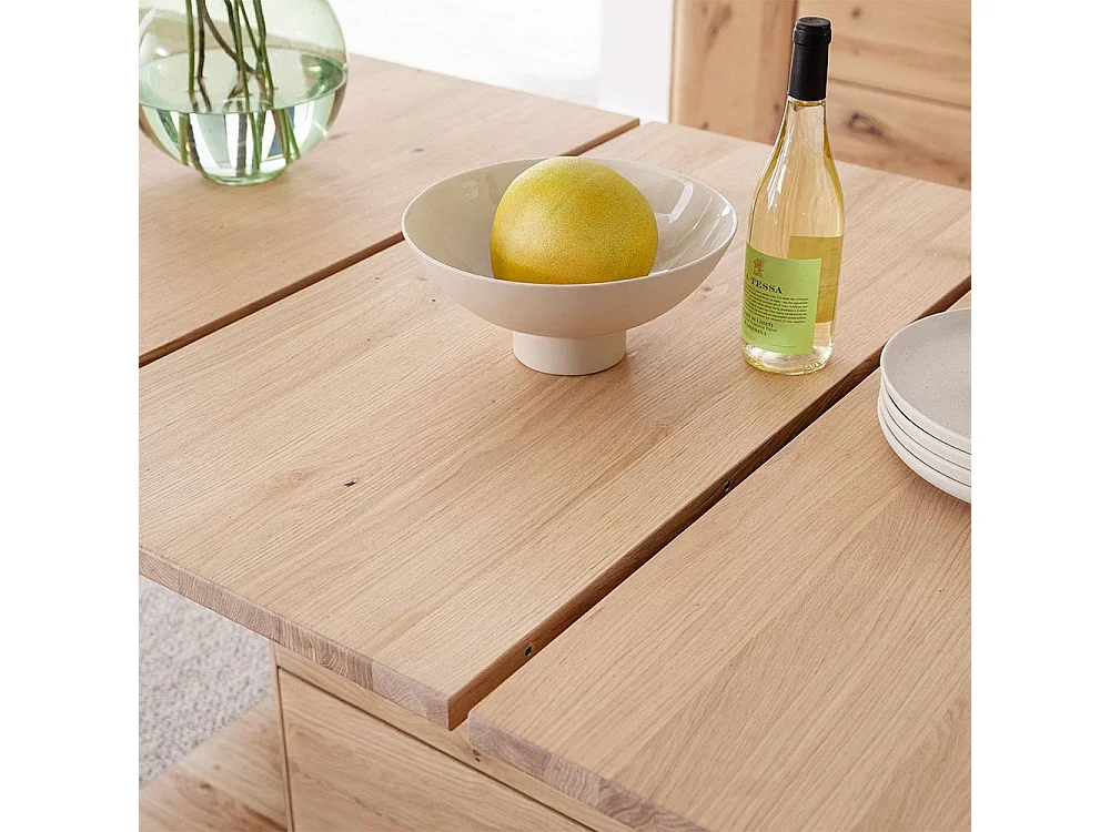 Esstisch Massivholztisch mit Wangen Gestell und Kulissenauszug