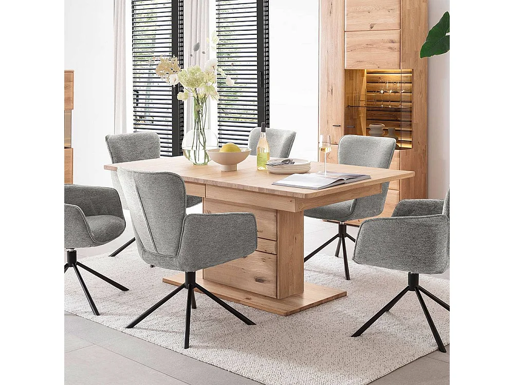 Esstisch Massivholztisch mit Wangen Gestell und Kulissenauszug